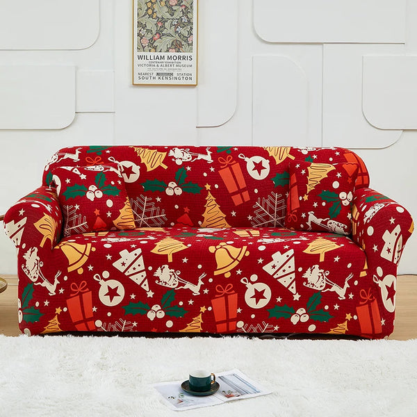 Slipcovers Sofa Cover Red Mix Christmas Print Design Stretchable Non Slip Slipcover