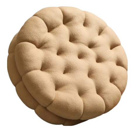 Cushions & Decorative Pillows Plush Pillow Light Brown Round Double Biscuit Shape Stuffed Soft Cushion