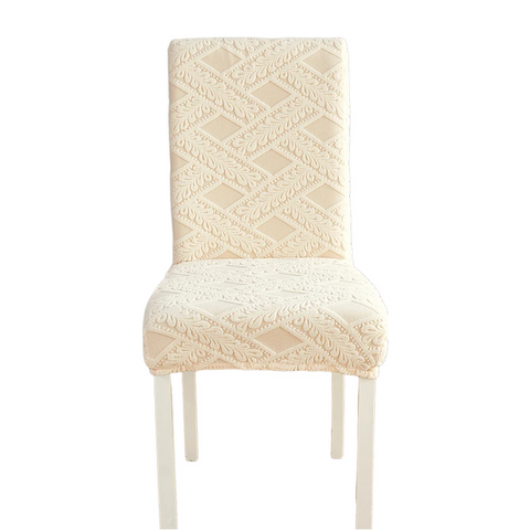 Chair Covers Beige Knitted Veins Design Chair Cover With Elastic Material For Dining Room