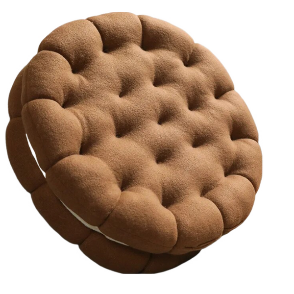 Cushions & Decorative Pillows Plush Pillow Dark Brown Round Double Biscuit Shape Stuffed Soft Cushion Decor