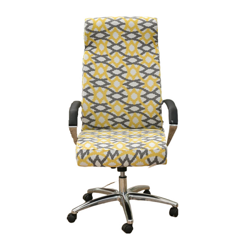 Chair Covers Office Chair Cover Light Yellow Pattern Medium Non Slip Rotating Seat Case Universal Armrest Protector