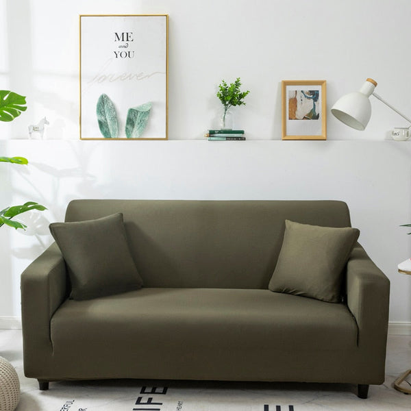 Slipcovers 1 Seater Sofa Cover Plain Army Green Style Protection For Living Room Chair