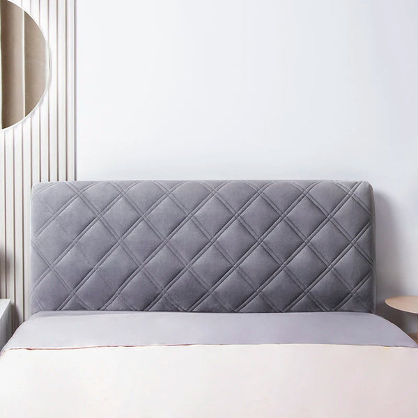 Headboards & Footboards Dark Gray Criss Cross Pattern Velvet Bed Headboard Cover 100X70cm