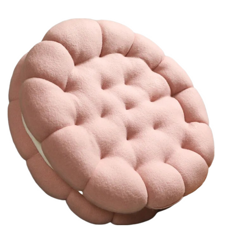 Cushions & Decorative Pillows Plush Pillow Pink Round Double Biscuit Shape Stuffed Soft Seat Cushion