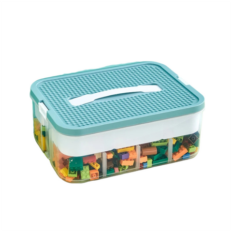 Storage Boxes Storage Box Green With White Line One Layer Handle Stackable Adjustable Organizer