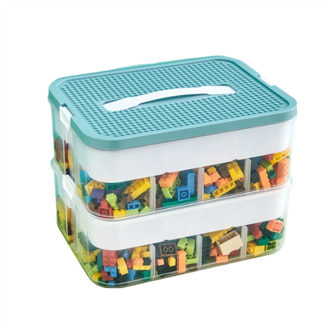 Storage Boxes Storage Box Green With White Line Two Layers Stackable Adjustable Organizer