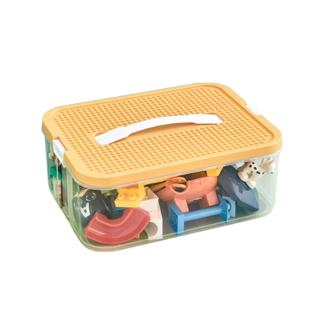 Storage Boxes Storage Box Yellow One Layer With Handle Stackable Adjustable Organizer