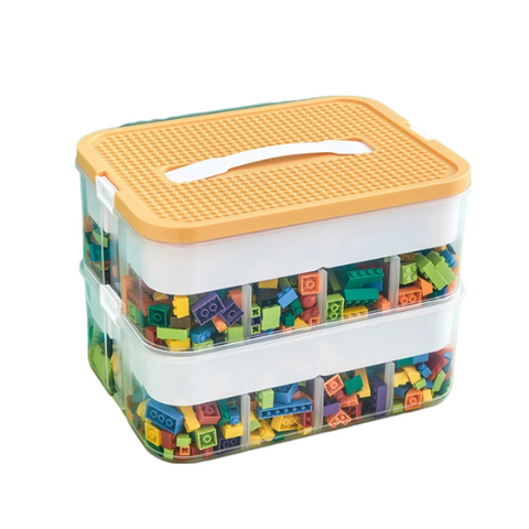 Storage Boxes Storage Box Yellow With White Line Two Layers Stackable Adjustable Organizer