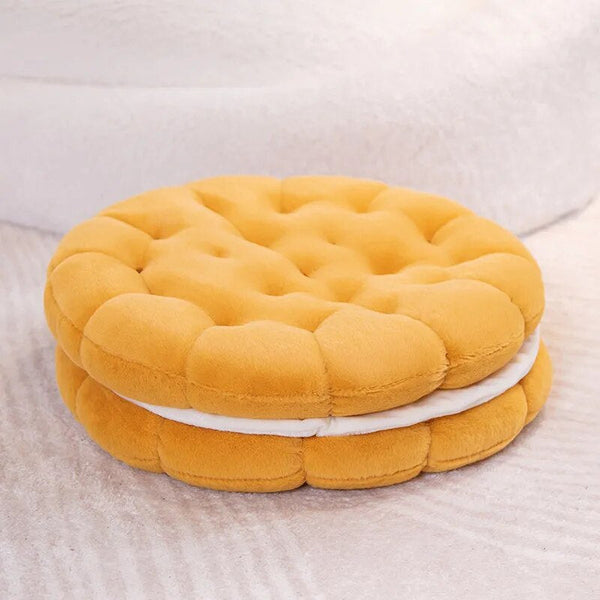 Cushions & Decorative Pillows Plush Yellow Round Double Biscuit Shape Stuffed Soft Pillow Seat Cushion Decor