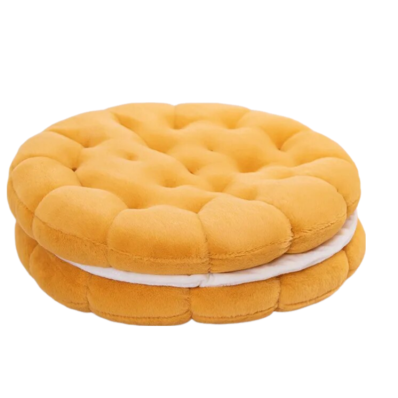 Cushions & Decorative Pillows Plush Yellow Round Double Biscuit Shape Stuffed Soft Pillow Seat Cushion Decor