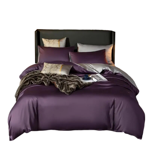 Sheets Bed Sheet Purple Light Grey Ultra Soft Egyptian Cotton Bedding Cover Double Size Set