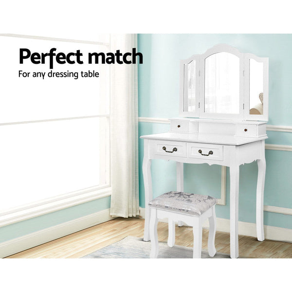 Dressing Tables Artiss Dressing Table Stool Bedroom White Make Up Chair Fabric Furniture