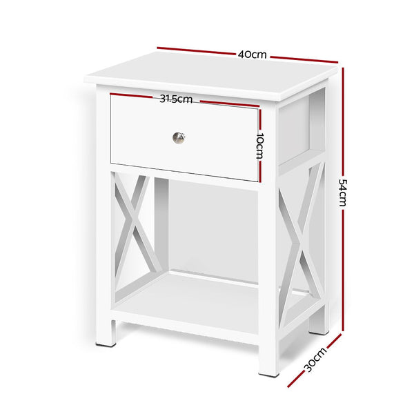 Bedside Tables Artiss Bedside Table Coffee Side Cabinet Drawer Wooden White