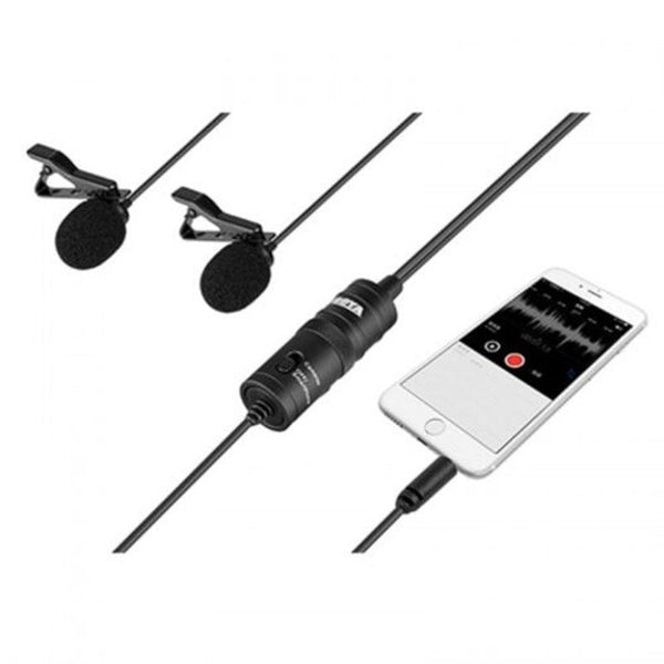 Microphones Dual Lavalier Microphone Clip On Lapel For Iphone Smartphones Cameras Camcorders Audio Recorder Black