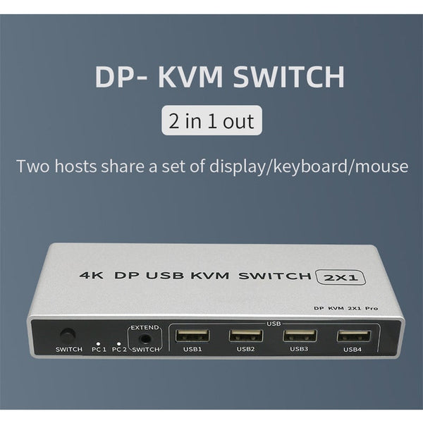 KVM Switches Dual Port 4K Or 8K Displayport Kvm Switch Usb 144Hz Dp Switcher 4Kx2k60hz 2K144hz In Out