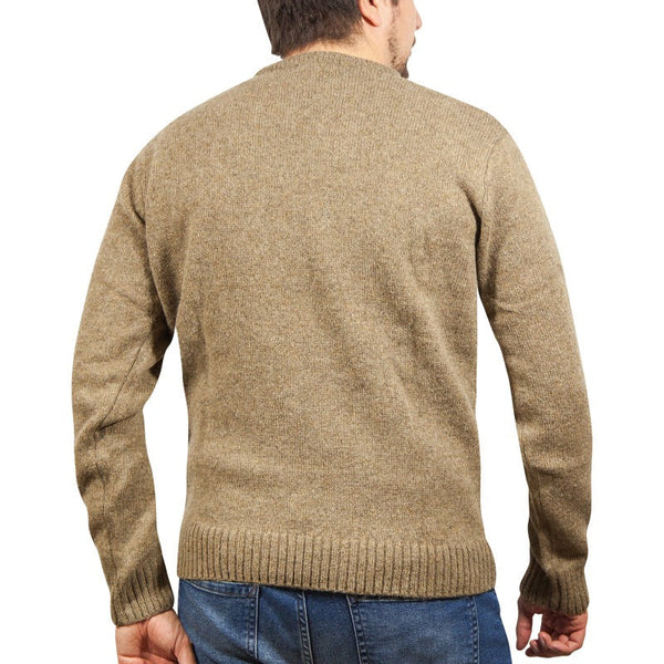 Jumpers 100% Shetland Wool Crew Round Neck Knit Jumper Pullover Mens Sweater Knitted Nutmeg (23)