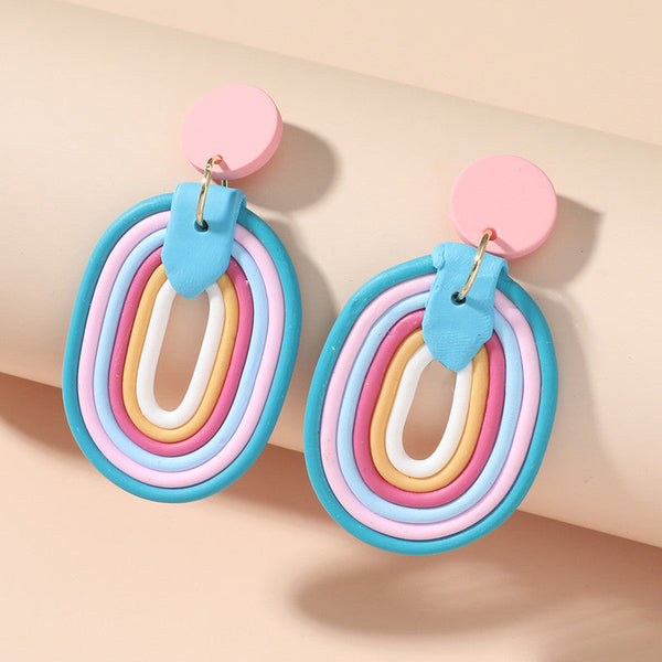 Earrings Cute Macaron Rainbow Acrylic