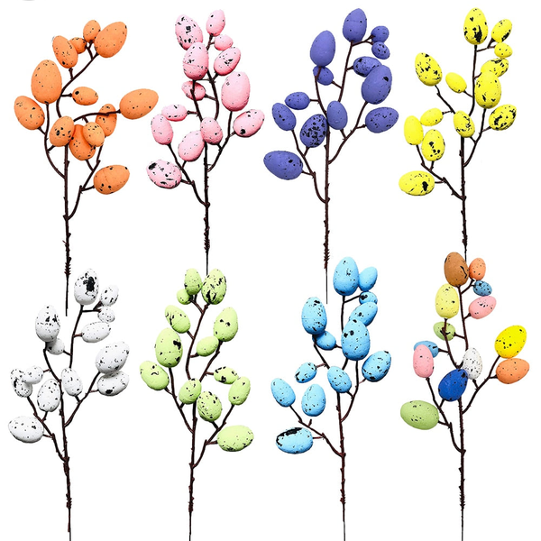 8Pcs Easter Egg Branch Ornaments Home Decor