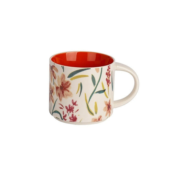 Mugs Flower Glaze Ceramic Cup Mug Household Large Capacity Breakfast 450Ml