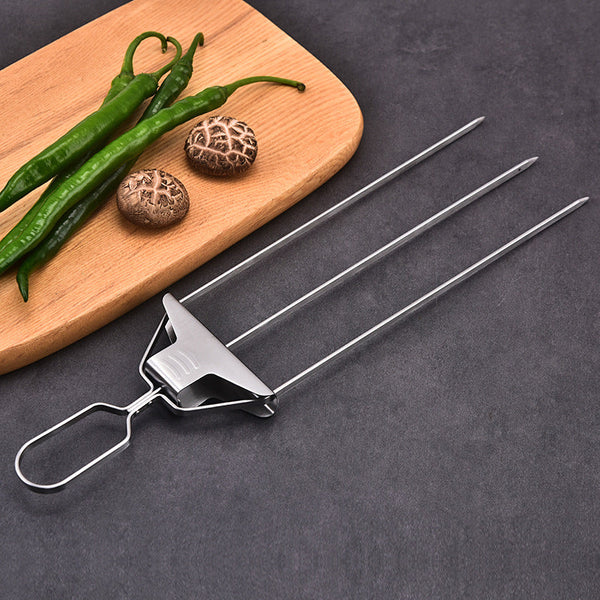 3-Prong Skewer Stick Needles Kebab Way Forks Stainless Steel Barbecue Grill Household Bbq Non-Stick