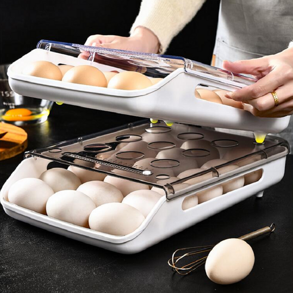 Racks & Holders Creative Automatic Rolling Egg Box Kitchen Refrigerator Storage Drawer Tray