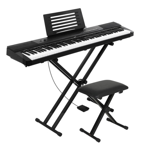 Electronic Keyboards Alpha 88 Keys Electronic Piano Keyboard Digital Electric W/ Stand Stool Pedal