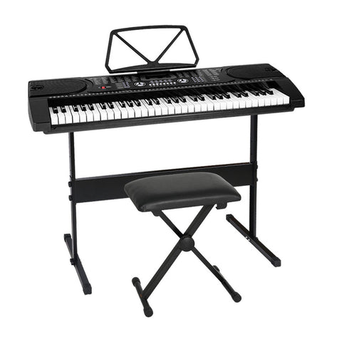 Electronic Keyboards Alpha 61 Keys Electronic Piano Keyboard Digital Electric W/ Stand Stool Black