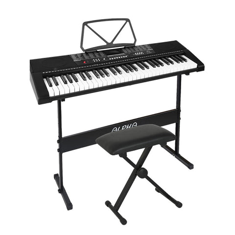 Electronic Keyboards Alpha 61 Keys Electronic Piano Keyboard Digital Electric W/ Stand Stool Speaker