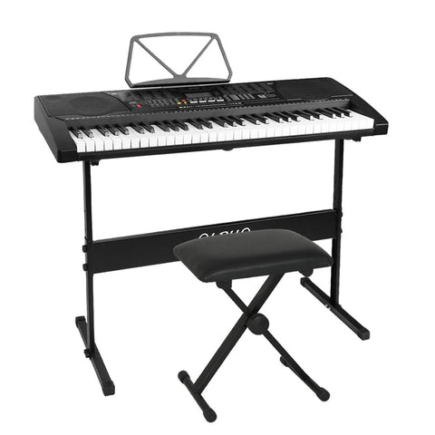 Electronic Keyboards Alpha 61 Keys Electronic Piano Keyboard Digital Electric W/ Stand Stool Lighted