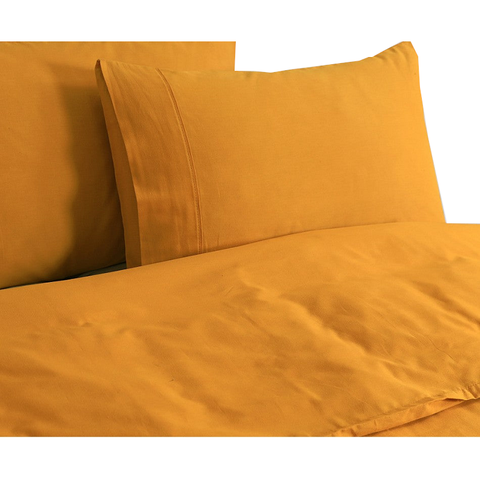 Elan Linen 100% Egyptian Cotton Vintage Washed 500Tc Mustard Single Quilt Cover Set