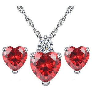 Necklaces & Pendants Elegant Pendant Necklace Earrings Women Jewelry Set Red