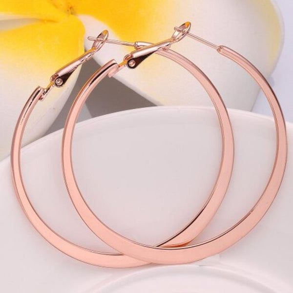 Environmental Protection Golden Round Earrings E949 B Rose