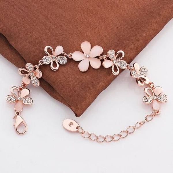 Environmental Protection Rose Gold Flower Czech Diamond Lady Bracelet