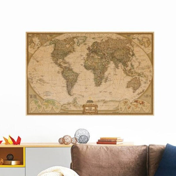 Wall Stickers Eth0210 World Map Kraft Paper Poster Home Decorations Wall Sticker Multi A