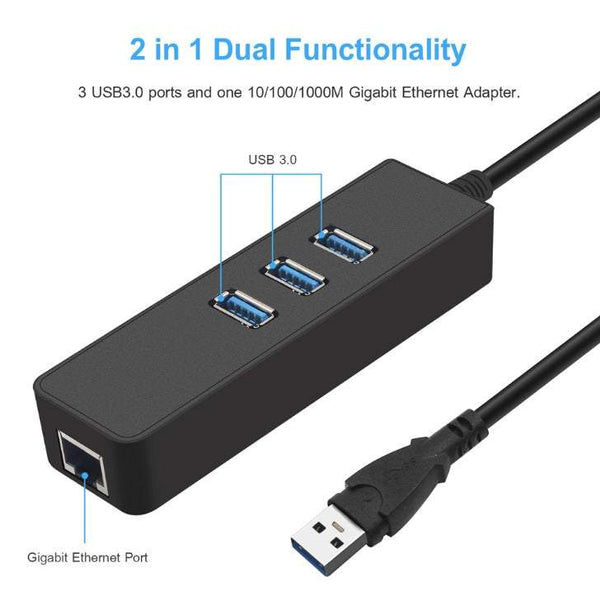 USB Cables, Hubs & Adapters Network Cards Adapters Ethernet 3 Port Usb 3.0 Hub With Rj45 10 / 100 1000 Gigabit Converter