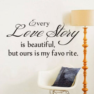 Wall Stickers Every Love Story English Maxim Removable Room Wall Sticker Black