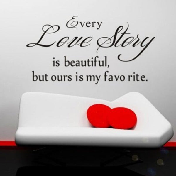 Wall Stickers Every Love Story English Maxim Removable Room Wall Sticker Black