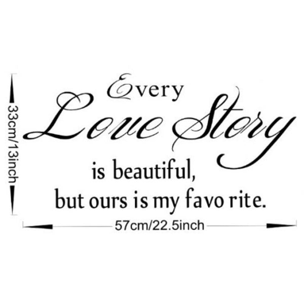 Wall Stickers Every Love Story English Maxim Removable Room Wall Sticker Black