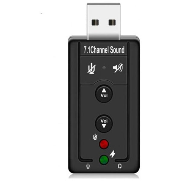 Sound Cards (External) External Usb Sound Card 7.1 Ch Mic Audio Headset Microphone 3.5Mm Jack Converter Black