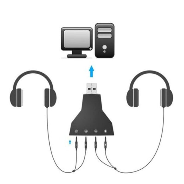 Sound Cards (External) External Usb Sound Card 7.1 Channel Double Earphone Mic Audio Adapter Black