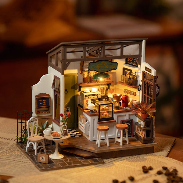 Puzzles Rolife No.17 Cafe Miniature House Kit Dg162 3D Wooden Building Toys Gifts