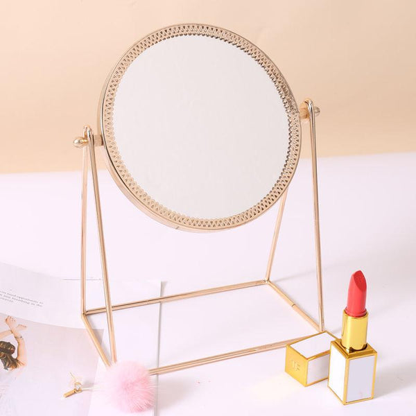 Golden Makeup Mirror Home Decor Desktop Table