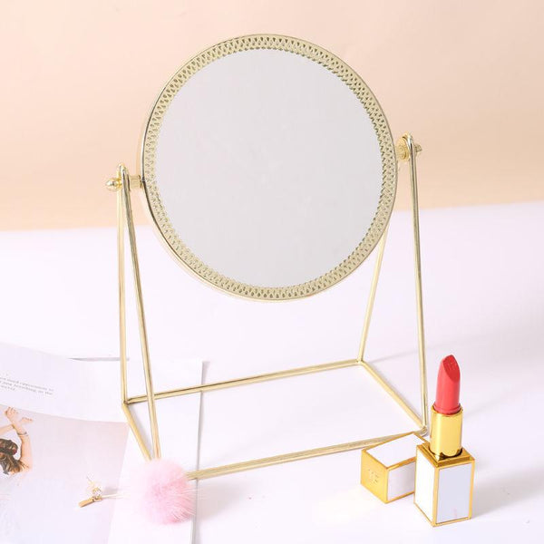 Golden Makeup Mirror Home Decor Desktop Table