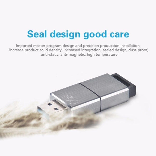 USB Flash Drives F90 64Gb High Speed Usb 3.0 Push Pull Zinc Alloy Disk Silver Grey