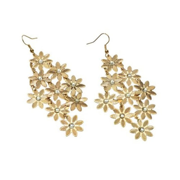 Earrings Fashion Golden Flower Tassel Smart Pendant 1Pair