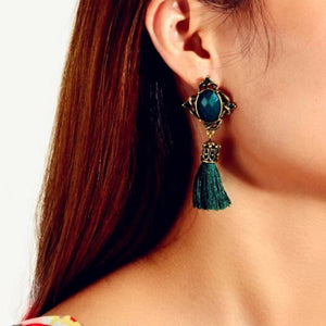 Earrings Fashion Green Geometric Tassel Drop 1Pair Deep