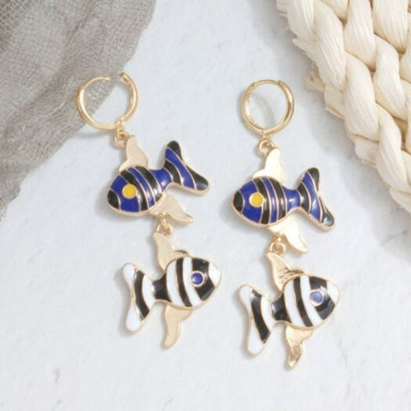 Fashion Holiday Style Lovely Fish Long Earrings Multi A