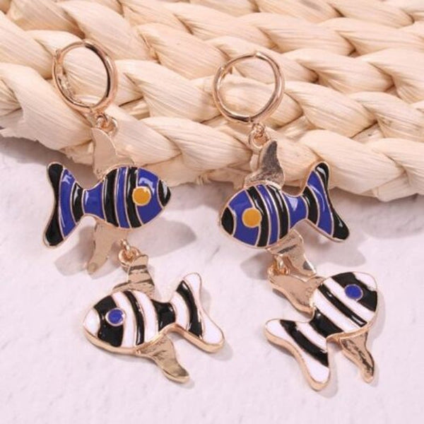 Earrings Fashion Holiday Style Lovely Fish Long Multi A