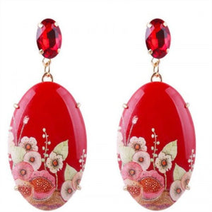 Earrings Fashion Jewelry Fashionable Resin Print Red