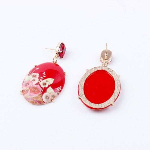 Earrings Fashion Jewelry Fashionable Resin Print Red